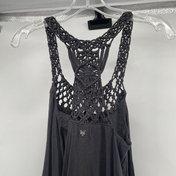 BillaBong Womens Mini Shift Dress Sleeveless Crochet Neck Gray Size Small New - Picture 6 of 9